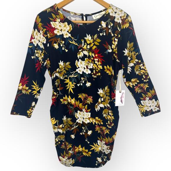 Jessica Simpson NWT Floral Maternity Top Size M long Sleeve Navy Blue Floral - Picture 9 of 9